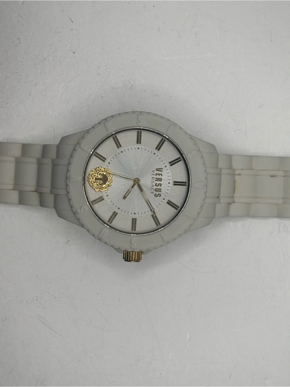 Versus Versace Cream and Gold Silicone Watch